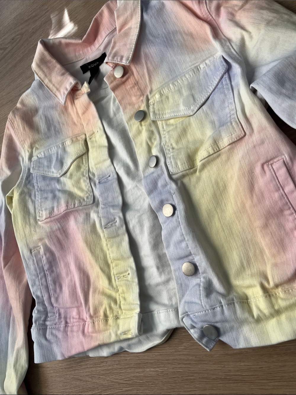 Aqua Pastel Rainbow Tie-Dye Jacket - Pink Yellow Purple Orange